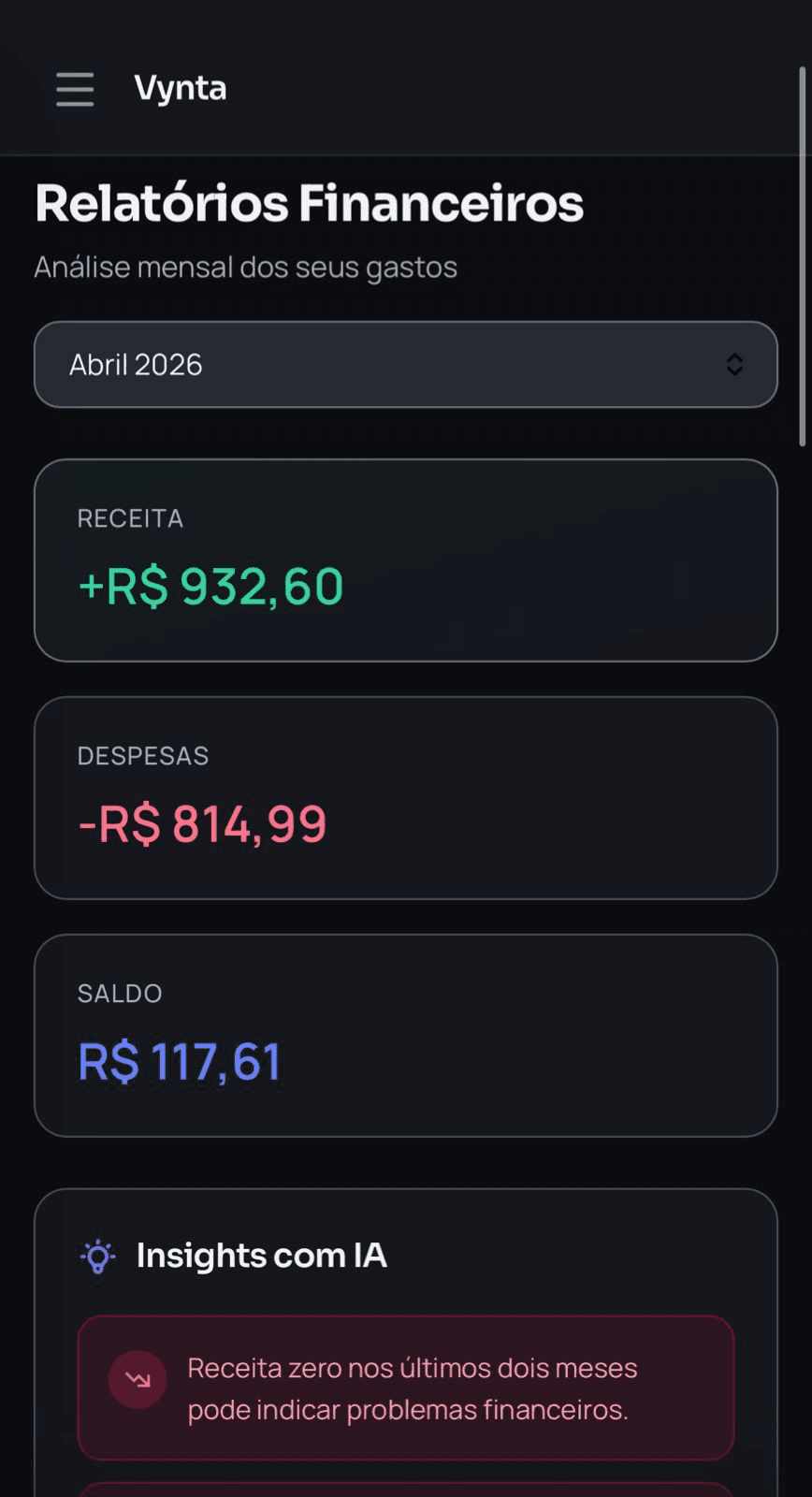 Controle Financeiro Vynta